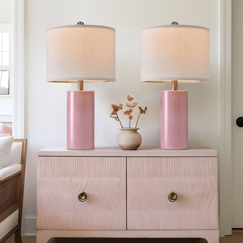 Latitude Run® Avawatz 22＂Modern Pink Ceramic Lamp, for Living Room